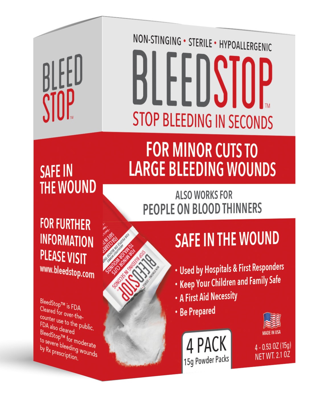 BleedStop 4 Pack 15 Gram Package